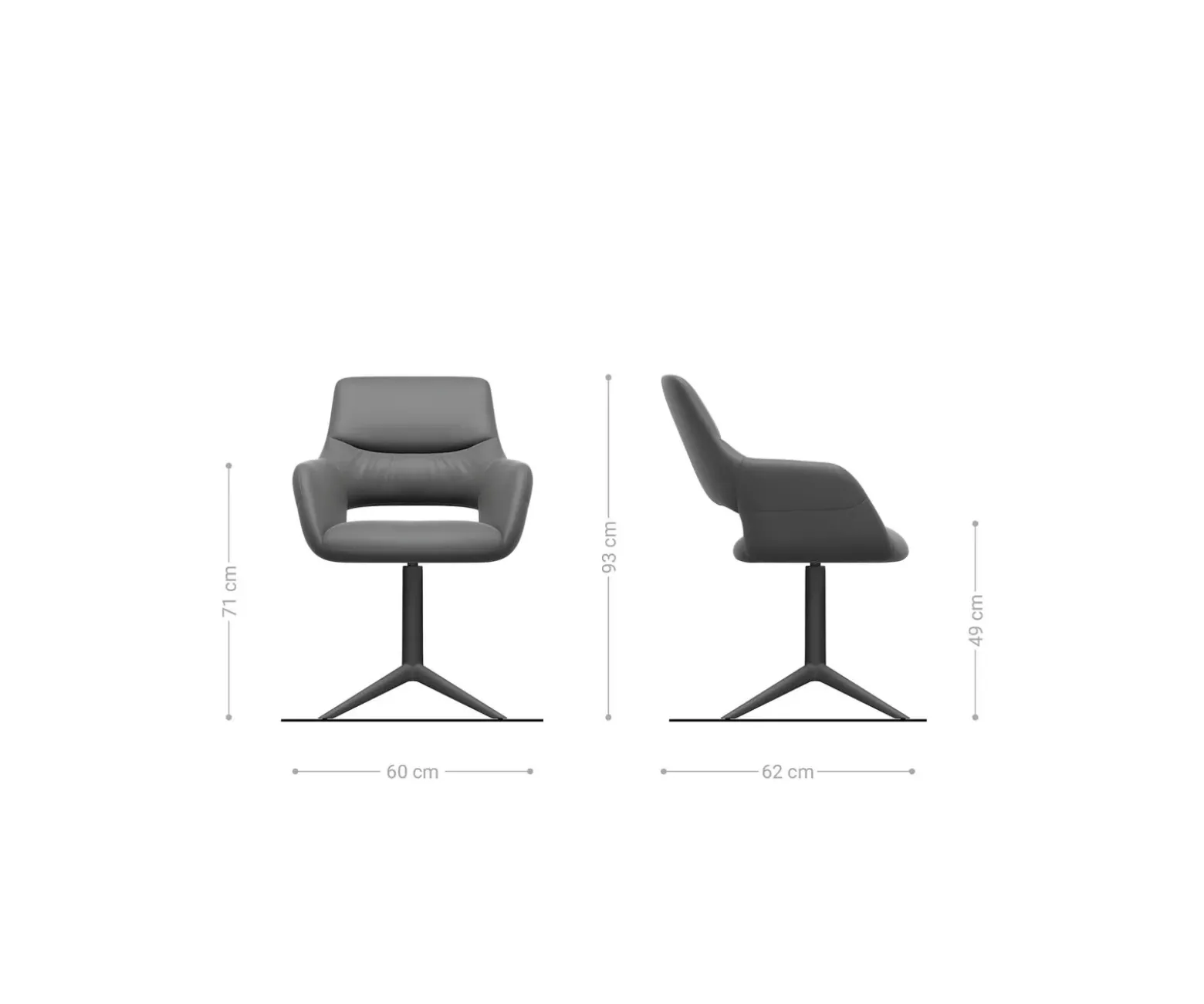OutdoorstuhlYago-Flex mit Armlehnen Bouclé Weiß Fußkreuz Effektfinish Titan 360° drehbar Wippfunktion Versandfertig ca. 30.10.26