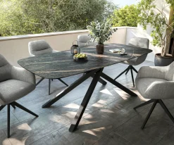 OutdoortischEdge Boot 200x100 cm Keramik Laminam® Noir Desir Braun Kreuzgestell Rechteck Schwarz Sofort versandfertig