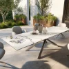 OutdoortischEdge 300x100 cm Keramik Calacatta Luxe Weiß-Gold-Grau Kreuzgestell Rechteck Edelstahl Versandfertig ca. 17.08.26