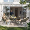 OutdoortischEdge 200x100 cm Keramik Laminam® Nero Greco Anthrazit Kreuzgestell Rechteck Edelstahl Versandfertig ca. 17.08.26