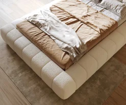 PolsterbettgestellCutio 140x200 cm Bouclé Creme-Weiß Sofort versandfertig