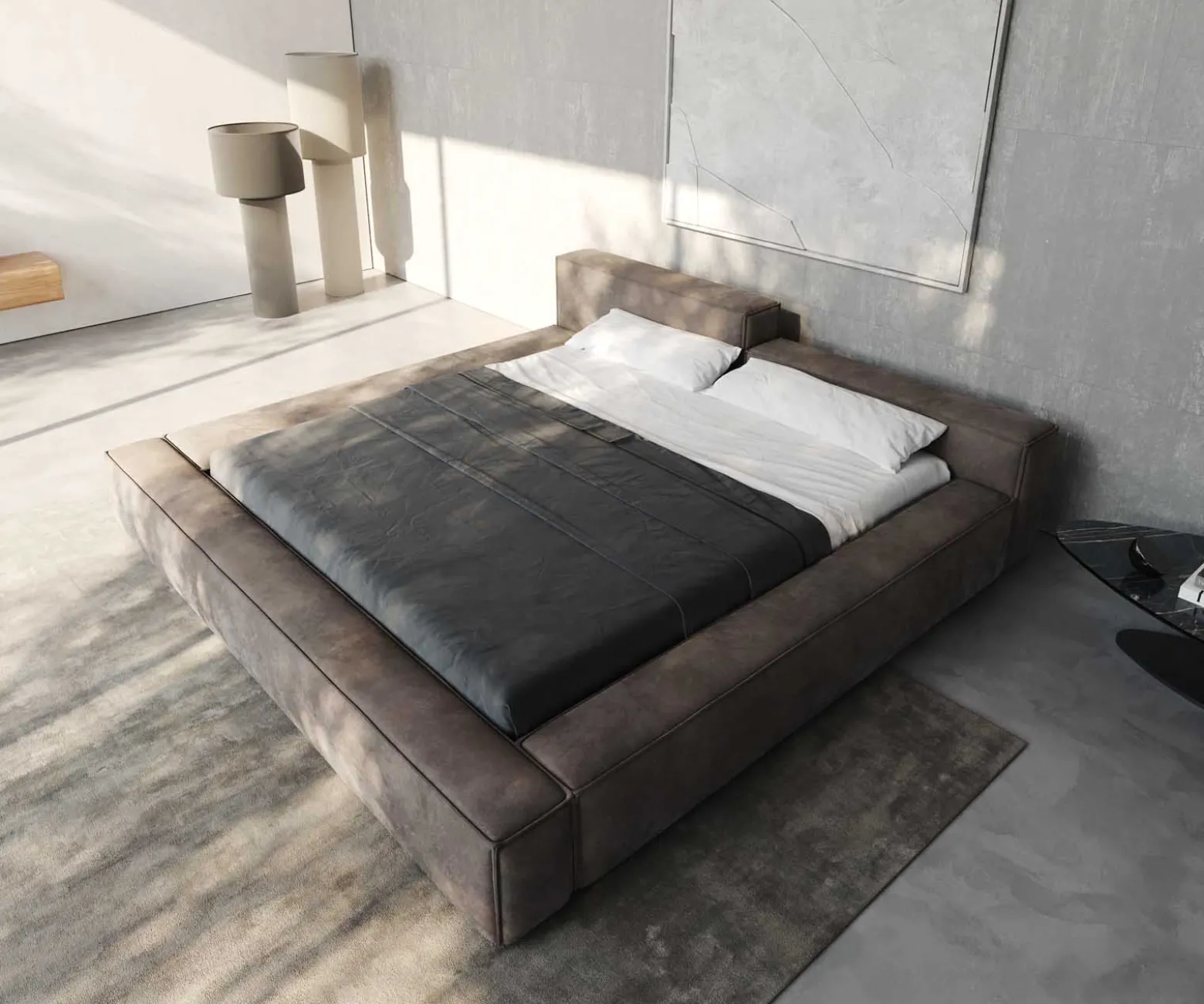 PolsterbettgestellKalinea 180x200 cm Mikrofaser Taupe Vintage Sofort versandfertig