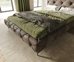 PolsterbettgestellNayara 140x200 cm Mikrofaser Taupe Vintage Sofort versandfertig