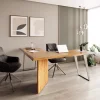 SchreibtischLive-Edge 170x170 Akazie Natur Gestell Silber Baumkante Sofort versandfertig