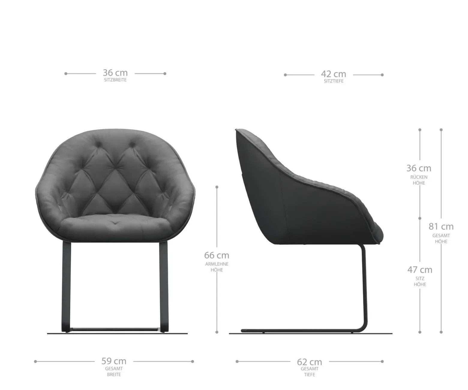 SchwingstuhlGaio-Flex Anthrazit Vintage Freischwinger flach Schwarz Sofort versandfertig