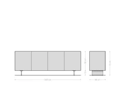 SideboardAshara 200 cm Eiche Natur 3D Effekt 4 Türen Fuß Schwebeoptik Acrylglas Sofort versandfertig