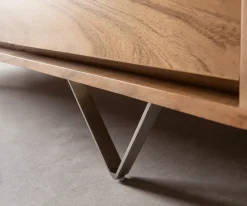 SideboardEloi 240x40 cm Akazie Natur 2 Türen 6 Schubladen V-Fuß Edelstahl Sofort versandfertig