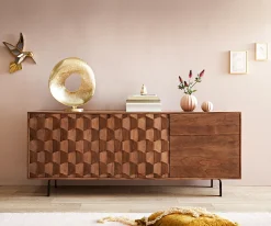 SideboardFevo 175 cm Akazie Braun 2 Türen 3 Schubfächer L-Fuß Sofort versandfertig
