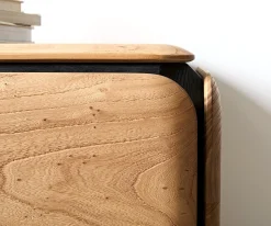 SideboardGiacinto 180 cm Ulme Natur 4 Türen L-Fuß Schwarz Sofort versandfertig
