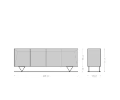 SideboardKayu 200x40x70 cm Akazie Natur 4 Türen V-Fuß Sofort versandfertig