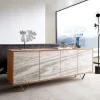 SideboardKleo 175 cm Akazie Natur 4 Türen V-Fuß Edelstahl Sofort versandfertig