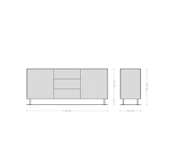 SideboardShavani 175 cm Akazie Natur 2 Türen 3 Schubladen Rundfuß Metall Schwarz Versandfertig ca. 07.11.26