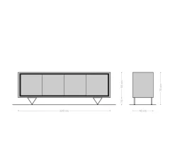 SideboardStonegrace 200 cm Akazie Natur 4 Türen Steinfurnier V-Fuß Sofort versandfertig