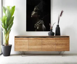 SideboardStonegrace 200x45 cm Akazie Natur 4 Türen Baumkante Sofort versandfertig