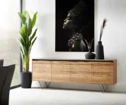 SideboardStonegrace 200x45 cm Akazie Natur 4 Türen Baumkante Sofort versandfertig