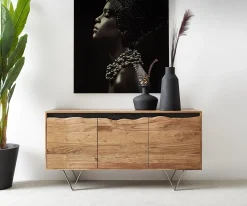 SideboardStonegrace 147x45 cm Akazie Natur 3 Türen Baumkante Sofort versandfertig