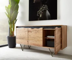SideboardStonegrace 147x45 cm Akazie Natur 3 Türen Baumkante Sofort versandfertig