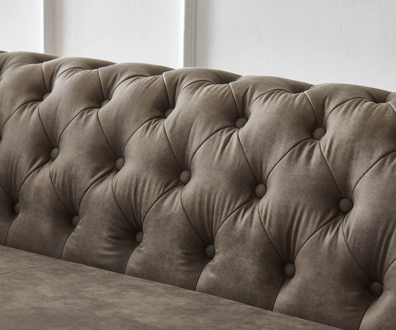 SofaChesterfield 3-Sitzer 200x88 cm Vintage Taupe Couch Sofort versandfertig