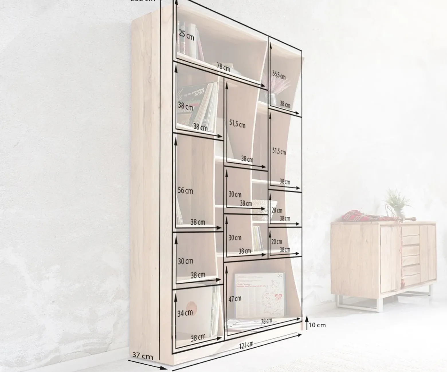 StandregalLive-Edge 120 cm Akazie Natur links Sofort versandfertig
