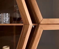 VitrineTaza 75x210 cm Akazie Natur 4 Türen Barschrank Sofort versandfertig