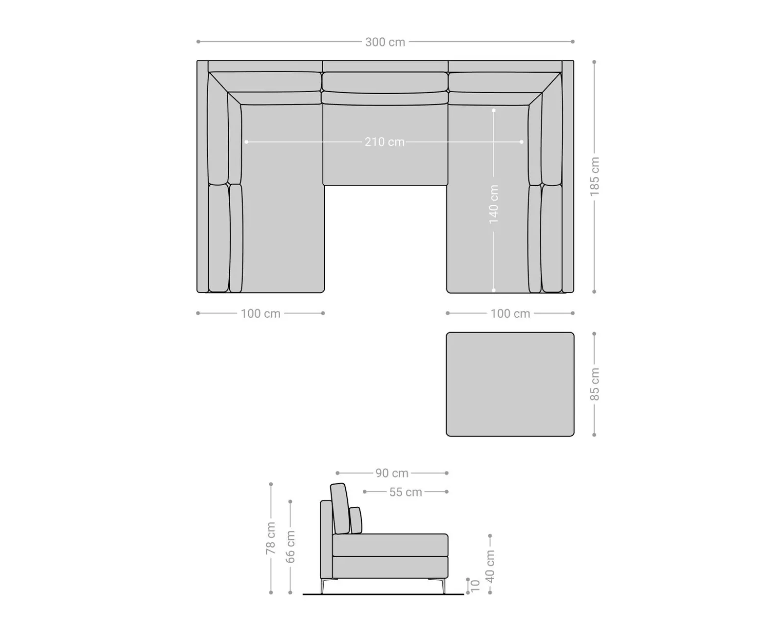 WohnlandschaftElio 300x185 cm Lederimitat Vintage Braun Antik mit Hocker Sofort versandfertig